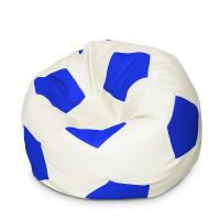 Чехол для кресла мяча Сине белый Экокожа размер XL Папа Пуф