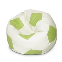 Чехол для кресла мяча Зелено белый Экокожа размер L Папа Пуф