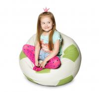 Кресло-мяч детский Экокожа Бело зеленый L (50х50х50 см) Папа Пуф купить в магазине папа Пуф у производителя