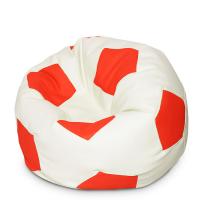 Чехол для кресла мяча Красно белый Экокожа размер L Папа Пуф