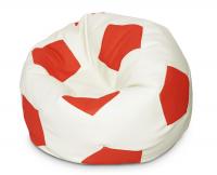 Кресло мяч Экокожа Красно белый XL (90x90x90 см) Папа Пуф