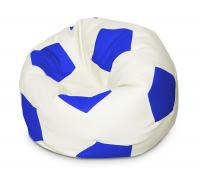 Кресло мяч Экокожа Сине белый XL (90x90x90 см) Папа Пуф